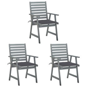 Garden dining chairs 3 units solid acacia wood and cushions by , Garden chairs - Ref: Foro24-3064428, Price: 254,78 €, Discou...