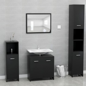 Conjunto de muebles de baño madera contrachapada negro de vidaXL, Muebles de baño - Ref: Foro24-802580, Precio: 100,67 €, Des...