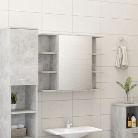 Armario de espejo de baño contrachapada gris 80x20,5x64 cm de vidaXL, Tocadores de baño - Ref: Foro24-802610, Precio: 72,50 €...