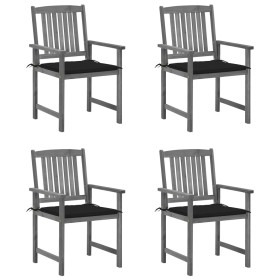 Garden chairs with cushions 4 pcs solid acacia wood in gray by , Garden chairs - Ref: Foro24-3061236, Price: 272,52 €, Discou...