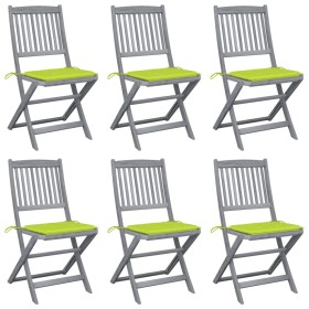 Folding garden chairs 6 pcs with solid acacia wood cushions by , Garden chairs - Ref: Foro24-3065445, Price: 323,09 €, Discou...