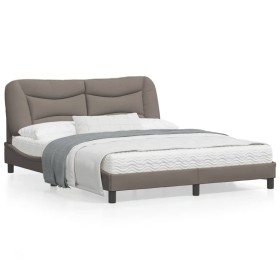 Bed frame with headboard in taupe gray fabric 160x200 cm by , Beds and slatted bases - Ref: Foro24-3207783, Price: 247,99 €, ...