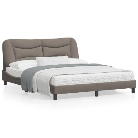 Bed frame with headboard in taupe gray fabric 160x200 cm by , Beds and slatted bases - Ref: Foro24-3207783, Price: 247,99 €, ...