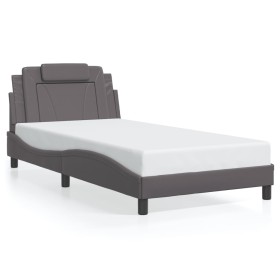 Estructura cama con luces LED cuero sintético gris 100x200 cm de , Camas y somieres - Ref: Foro24-3214004, Precio: 158,57 €, ...