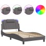 Estructura cama con luces LED cuero sintético gris 100x200 cm de , Camas y somieres - Ref: Foro24-3214004, Precio: 158,41 €, ...