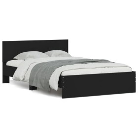 Estructura de cama con cabecero y luces LED negro 135x190 cm de , Camas y somieres - Ref: Foro24-3207631, Precio: 179,10 €, D...