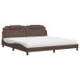 Bed with brown synthetic leather mattress 200x200 cm by , Beds and slatted bases - Ref: Foro24-3208819, Price: 480,76 €, Disc...