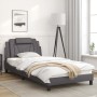 Bed frame with headboard gray synthetic leather 100x200 cm by , Beds and slatted bases - Ref: Foro24-3208078, Price: 149,25 €...