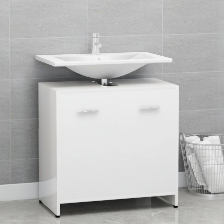 Glossy white plywood bathroom cabinet 60x33x61 cm by vidaXL, Bathroom furniture - Ref: Foro24-802576, Price: 47,06 €, Discoun...