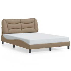 Bed frame with LED cappuccino synthetic leather 120x200 cm by , Beds and slatted bases - Ref: Foro24-3213924, Price: 225,99 €...