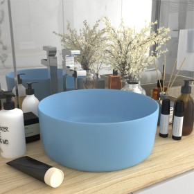 Luxury round sink in light blue matte ceramic 40x15 cm by , Sinks - Ref: Foro24-147011, Price: 74,55 €, Discount: %