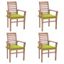 Dining chairs 4 pcs teak wood with bright green cushions by , Garden chairs - Ref: Foro24-3062633, Price: 396,43 €, Discount: %