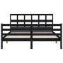 Double bed frame with black solid wood headboard by vidaXL, Beds and slatted bases - Ref: Foro24-3194840, Price: 157,99 €, Di...