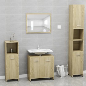 Badezimmermöbel-Set aus Sonoma-Eichensperrholz von vidaXL, Badezimmermöbel - Ref: Foro24-802582, Preis: 63,60 €, Rabatt: %