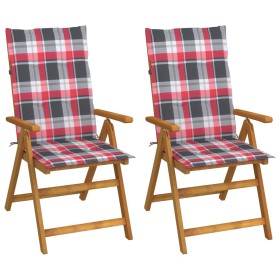 Reclining garden chairs 2 pcs solid acacia wood cushions by , Garden chairs - Ref: Foro24-3064072, Price: 178,99 €, Discount: %