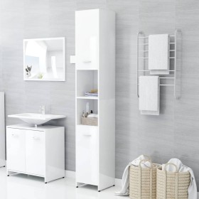 Glossy white plywood bathroom cabinet 30x30x183.5 cm by vidaXL, Bathroom furniture - Ref: Foro24-802603, Price: 84,99 €, Disc...