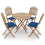 5-piece folding outdoor dining set with bamboo cushions by , Garden sets - Ref: Foro24-3063970, Price: 264,19 €, Discount: %