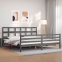 Double bed frame with gray solid wood headboard by vidaXL, Beds and slatted bases - Ref: Foro24-3194848, Price: 175,32 €, Dis...