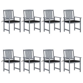 Garden chairs with cushions 8 pcs solid gray acacia wood by , Garden chairs - Ref: Foro24-3078229, Price: 542,21 €, Discount: %