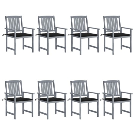 Garden chairs with cushions 8 pcs solid gray acacia wood by , Garden chairs - Ref: Foro24-3078229, Price: 541,60 €, Discount: %