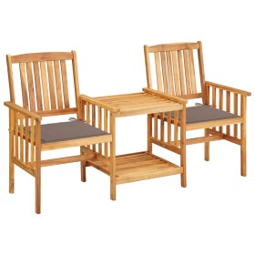 Garden chairs and table with solid acacia wood cushions. by , Garden sets - Ref: Foro24-3061283, Price: 145,01 €, Discount: %