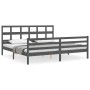 Estructura cama de matrimonio con cabecero madera maciza gris de vidaXL, Camas y somieres - Ref: Foro24-3194848, Precio: 175,...