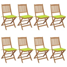 Folding garden chairs 8 units and solid acacia wood cushions by , Garden chairs - Ref: Foro24-3075032, Price: 411,99 €, Disco...