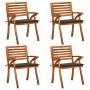 Garden chairs with cushions, 4 units, solid acacia wood. by , Garden chairs - Ref: Foro24-3075182, Price: 382,99 €, Discount: %