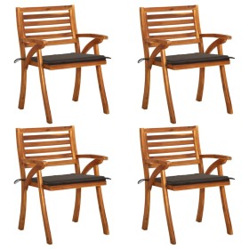 Garden chairs with cushions, 4 units, solid acacia wood. by , Garden chairs - Ref: Foro24-3075182, Price: 380,93 €, Discount: %