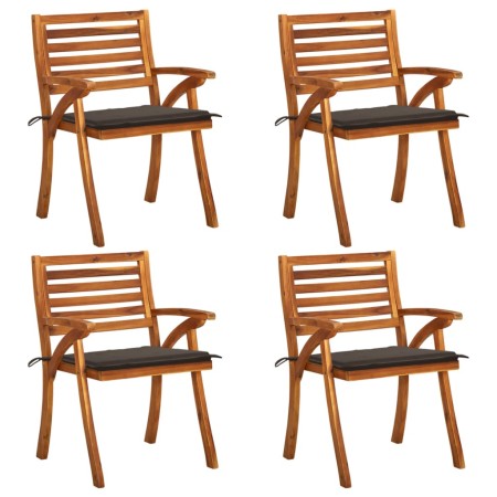 Garden chairs with cushions, 4 units, solid acacia wood. by , Garden chairs - Ref: Foro24-3075182, Price: 382,99 €, Discount: %