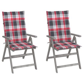 Reclining garden chairs and cushions 2 units solid acacia wood by , Garden chairs - Ref: Foro24-3064711, Price: 176,99 €, Dis...