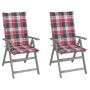 Reclining garden chairs and cushions 2 units solid acacia wood by , Garden chairs - Ref: Foro24-3064711, Price: 176,53 €, Dis...