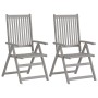 Reclining garden chairs and cushions 2 units solid acacia wood by , Garden chairs - Ref: Foro24-3064711, Price: 176,53 €, Dis...