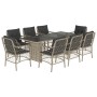 Garden dining set 9 pieces with light gray synthetic rattan cushions by , Garden sets - Ref: Foro24-3212067, Price: 901,99 €,...