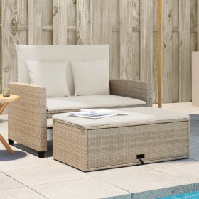 Garden sofa with 2-seat synthetic beige rattan cushions by , Outdoor sofas - Ref: Foro24-365135, Price: 327,99 €, Discount: %