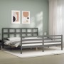 Double bed frame with gray solid wood headboard by vidaXL, Beds and slatted bases - Ref: Foro24-3194848, Price: 175,99 €, Dis...