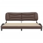 Estructura de cama cabecero cuero sintético marrón 200x200 cm de , Camas y somieres - Ref: Foro24-3208025, Precio: 246,43 €, ...