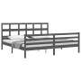 Double bed frame with gray solid wood headboard by vidaXL, Beds and slatted bases - Ref: Foro24-3194848, Price: 175,99 €, Dis...