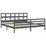 Double bed frame with gray solid wood headboard by vidaXL, Beds and slatted bases - Ref: Foro24-3194848, Price: 175,99 €, Dis...