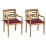 Batavia chairs 2 pcs solid teak with red wine red cushions by , Garden chairs - Ref: Foro24-3062136, Price: 247,90 €, Discoun...