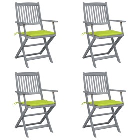 Folding garden chairs 4 pcs cushions solid acacia wood by , Garden chairs - Ref: Foro24-3064520, Price: 195,64 €, Discount: %