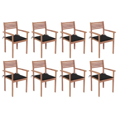 Stapelbare Gartenstühle 8 Einheiten aus Teakholz mit Kissen von , Gartenstühle - Ref: Foro24-3072607, Preis: 669,99 €, Rabatt: %