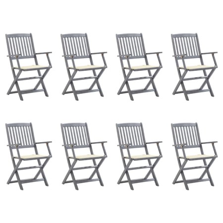 8 pcs folding garden chairs and solid acacia wood cushions by , Garden chairs - Ref: Foro24-3078264, Price: 388,59 €, Discoun...