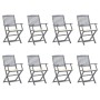 8 pcs folding garden chairs and solid acacia wood cushions by , Garden chairs - Ref: Foro24-3078264, Price: 388,59 €, Discoun...