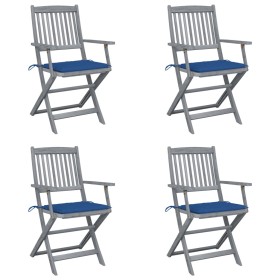 Folding garden chairs 4 pcs with solid acacia wood cushions by , Garden chairs - Ref: Foro24-3064519, Price: 194,99 €, Discou...