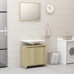 Conjunto de muebles de baño contrachapada color roble Sonoma de vidaXL, Muebles de baño - Ref: Foro24-802654, Precio: 72,99 €...