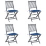 Folding garden chairs 4 pcs with solid acacia wood cushions by , Garden chairs - Ref: Foro24-3064573, Price: 205,97 €, Discou...