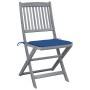 Folding garden chairs 4 pcs with solid acacia wood cushions by , Garden chairs - Ref: Foro24-3064573, Price: 205,97 €, Discou...