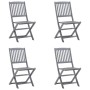 Folding garden chairs 4 pcs with solid acacia wood cushions by , Garden chairs - Ref: Foro24-3064573, Price: 205,97 €, Discou...