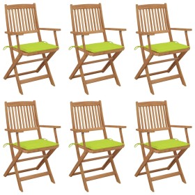 Folding garden chairs 6 units and solid acacia wood cushions by , Garden chairs - Ref: Foro24-3065472, Price: 332,99 €, Disco...